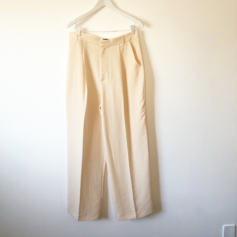 ZARA PASTEL YELLOW HIGH RISE WIDE LEG PANTS